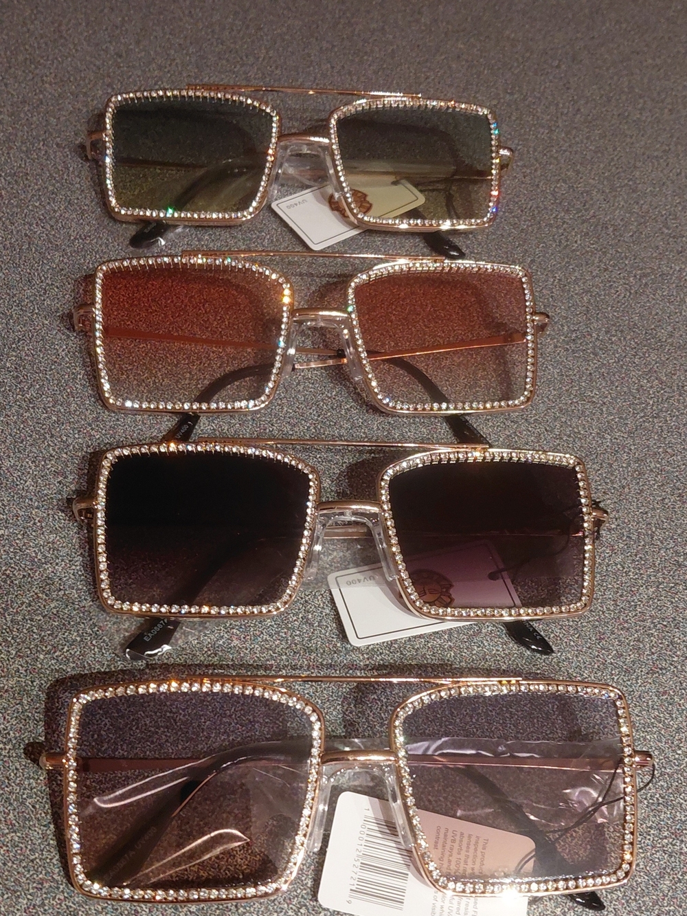 Women's Square Rhinestone Sunglasses - Brown Gradient